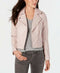 $150 French Connection Women Faux-Leather Winter Moto Jacket Pink Blush Size M