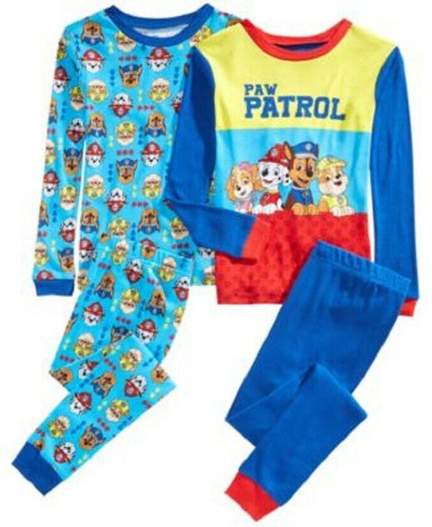 New Paw Patrol Nickelodeon Boys 4-Piece Cotton Pajama Set Blue Multi Size 2 yrs