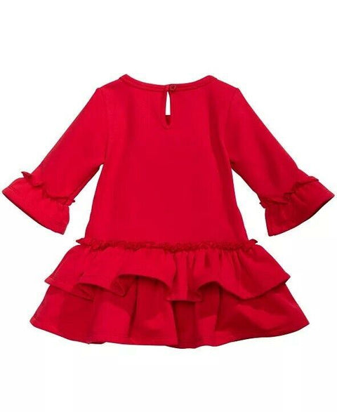 First Impressions Baby Girls Red Sparkle Heart Ruffled Terry Dress 3-6 Months