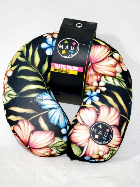 New Maui and Sons Hawaiian Memory Foam Travel Neck Pillow Microbeads