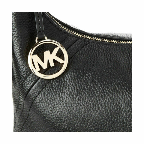 $198 New MICHAEL KORS Women's Leather Aria Large Shoulder Bag Black Handbag