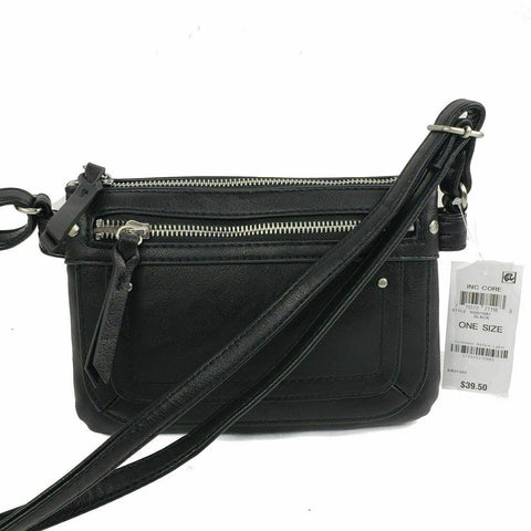 New INC CONCEPTS Women's Black Riverton Small Mini Crossbody Bag Faux Leather