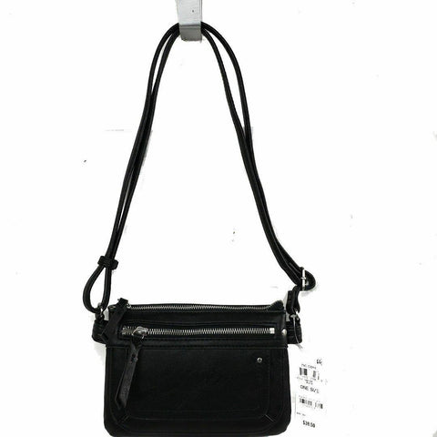 New INC CONCEPTS Women's Black Riverton Small Mini Crossbody Bag Faux Leather