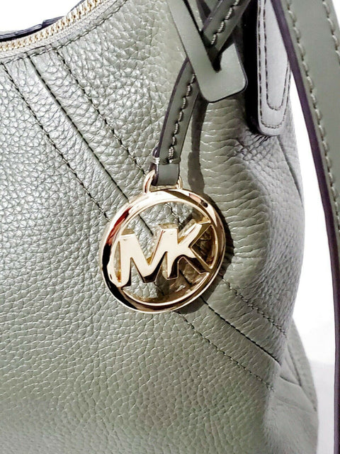 $198 New MICHAEL KORS Women's Leather Aria Large Shoulder Bag Handbag Green