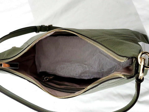 $198 New MICHAEL KORS Women's Leather Aria Large Shoulder Bag Handbag Green