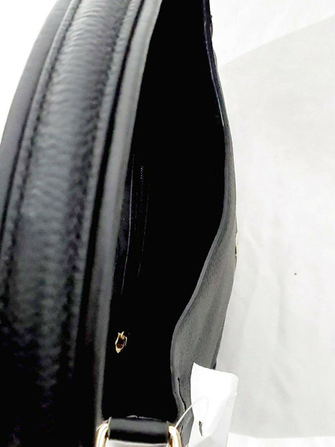 $298 MICHAEL KORS Women's Lillian Black Leather Gold Stud Buckle Shoulder Bag