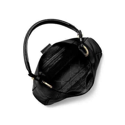 $298 MICHAEL KORS Women's Lillian Black Leather Gold Stud Buckle Shoulder Bag