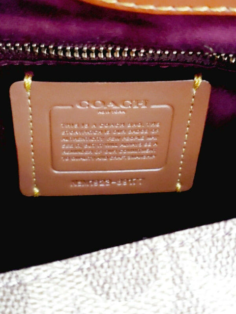 $350 New COACH Women's Signature Coated Canvas and Leather Logo Chain Hobo Bag