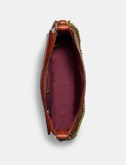 $350 New COACH Women's Signature Coated Canvas and Leather Logo Chain Hobo Bag