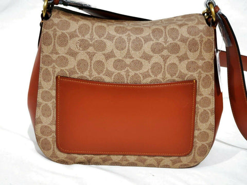 $350 New COACH Women's Signature Coated Canvas and Leather Logo Chain Hobo Bag