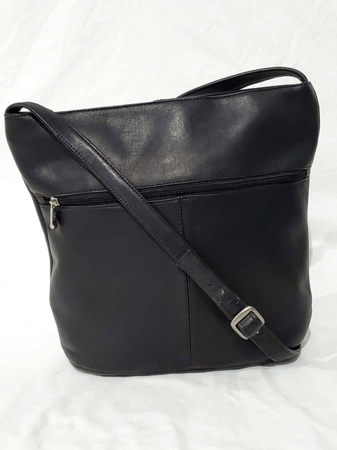 $149 New ROYCE Women's Leather Vaquetta Black Shoulder Bag Large Zip Top
