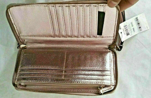 New INC Concepts Glam Metallic Quilted Zip-Around Credit Cards Wallet Rose
