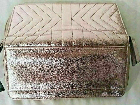 New INC Concepts Glam Metallic Quilted Zip-Around Credit Cards Wallet Rose