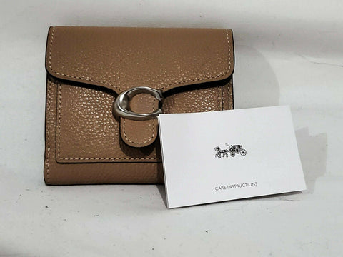 $150 New COACH Women's Tan Polished Pebble Leather Tabby Small Wallet