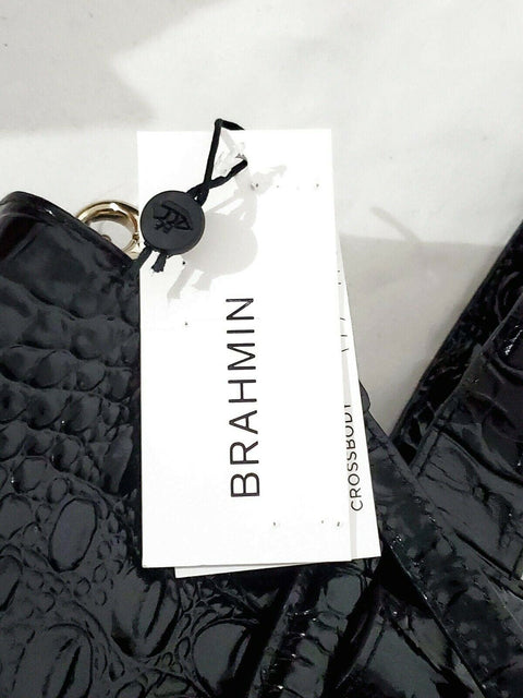 $265 BRAHMIN FAITH MELBOURNE EMBOSSED LEATHER BUCKET SHOULDER BAG BLACK