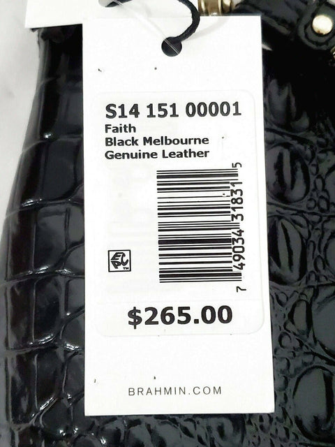 $265 BRAHMIN FAITH MELBOURNE EMBOSSED LEATHER BUCKET SHOULDER BAG BLACK