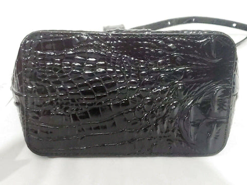 $265 BRAHMIN FAITH MELBOURNE EMBOSSED LEATHER BUCKET SHOULDER BAG BLACK