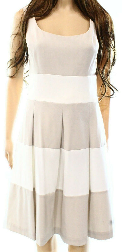 Lauren Ralph Lauren Women Sleeveless Pleated Fit & Flare Striped Dress SIZE 8
