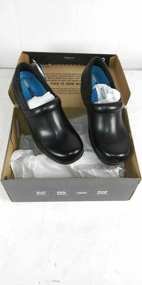 New Dr. Scholl's Shoe's Women's Dynamo Clogs Black Leather Comfort Boots 8.5 US