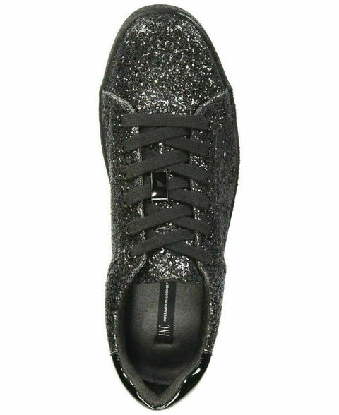 INC Concepts Mens Shoes Silas Black Glitter Fashion Sneakers Lace Up Black 9 M