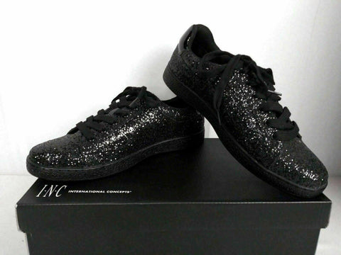 INC Concepts Mens Shoes Silas Black Glitter Fashion Sneakers Lace Up Black 9 M