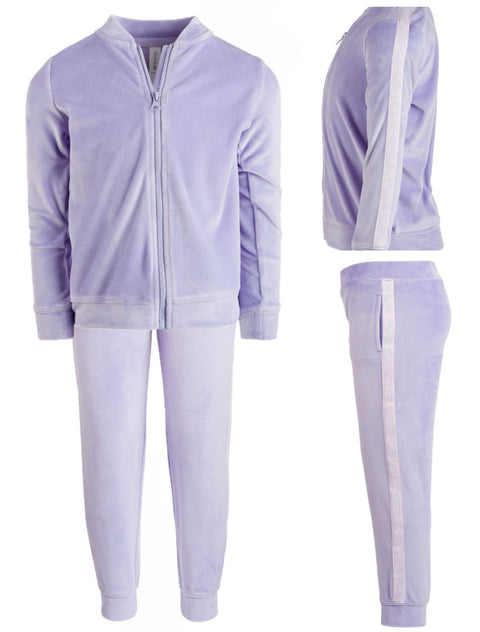 NEW IDEOLOGY Girls 2-Piece VELOUR Sweatshirt & Pants Set Purple Size 6