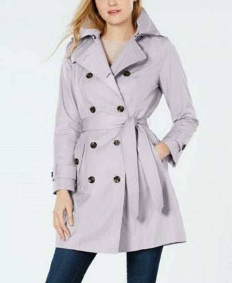 New London fog Women's Lilac Purple Double Breasted Belted Trench Coat Size M