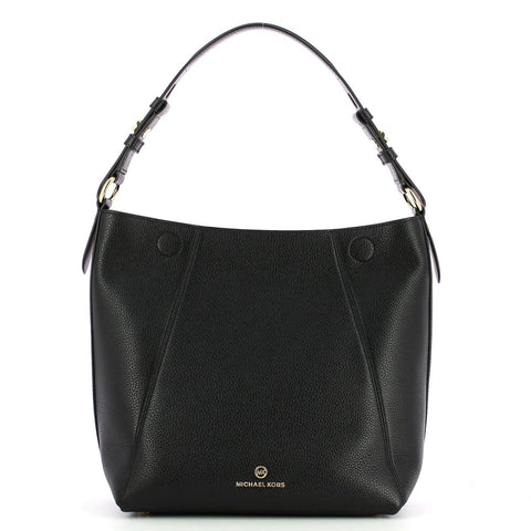 $278 MICHAEL KORS Women Jet Set Leather Lucy Hobo Shoulder Bag Black
