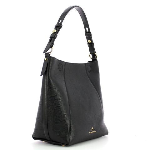 $278 MICHAEL KORS Women Jet Set Leather Lucy Hobo Shoulder Bag Black