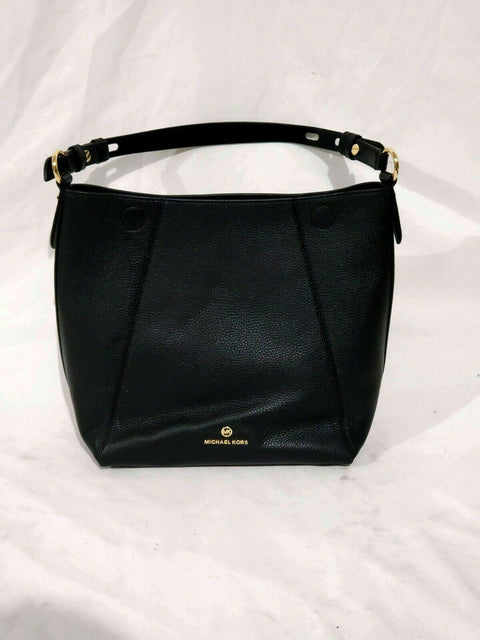 $278 MICHAEL KORS Women Jet Set Leather Lucy Hobo Shoulder Bag Black