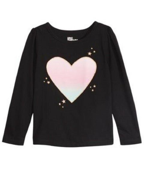 Epic Threads Girls Black Graphic Heart Long Sleeve Blouse Top Size 4T