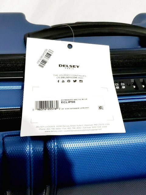 Delsey Eclipse 25" Check In Spinner Luggage Hard Shell TSA lock Blue Suitcase