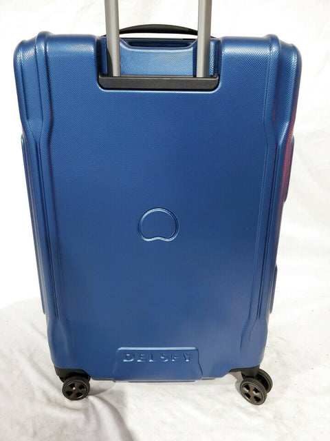Delsey Eclipse 25" Check In Spinner Luggage Hard Shell TSA lock Blue Suitcase