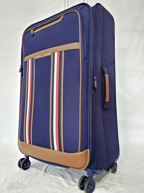 New Tommy Hilfiger Hartford 28" Check-In Luggage Suitcase Blue Spinner