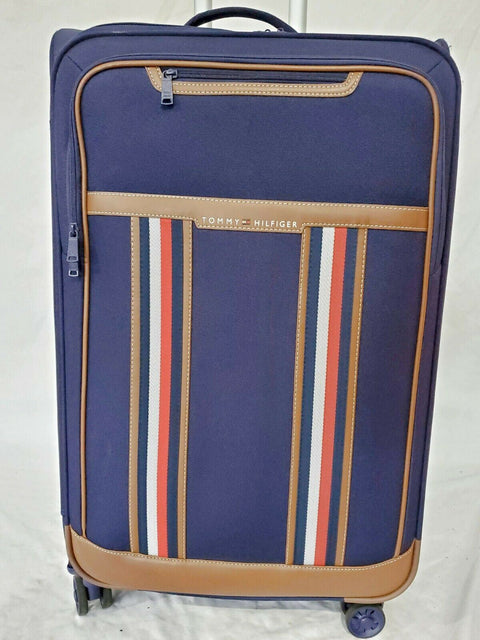New Tommy Hilfiger Hartford 28" Check-In Luggage Suitcase Blue Spinner