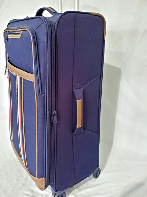 New Tommy Hilfiger Hartford 28" Check-In Luggage Suitcase Blue Spinner