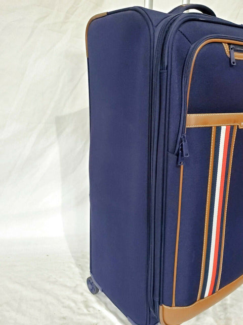 New Tommy Hilfiger Hartford 28" Check-In Luggage Suitcase Blue Spinner