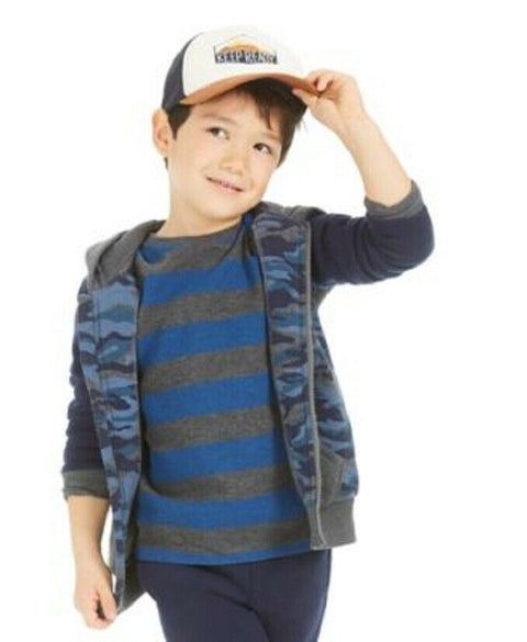 New EPIC THREADS Big Boys Long Sleeve Thermal T Shirt Blue Striped Size 7
