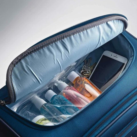 New Samsonite Eco-Glide Softside Luggage Spinner Wheels Blue Teal Checked IN