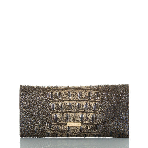 New Brahmin Women Veronica Croco Embossed Leather Wallet Umbra Melbourne Trifold