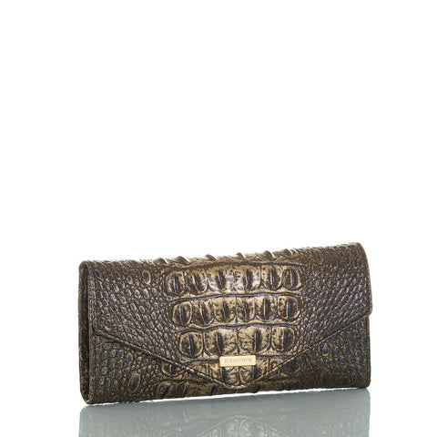 New Brahmin Women Veronica Croco Embossed Leather Wallet Umbra Melbourne Trifold