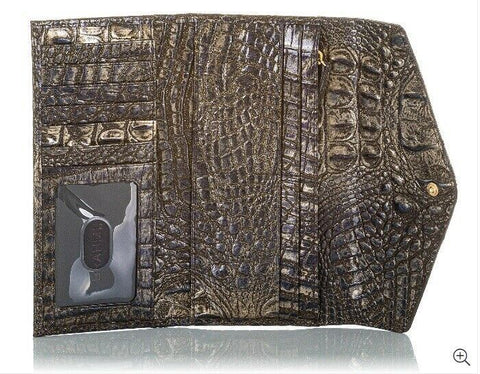 New Brahmin Women Veronica Croco Embossed Leather Wallet Umbra Melbourne Trifold