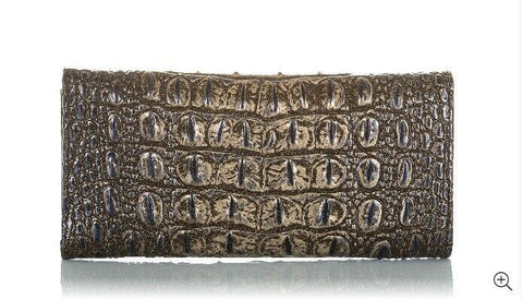 New Brahmin Women Veronica Croco Embossed Leather Wallet Umbra Melbourne Trifold