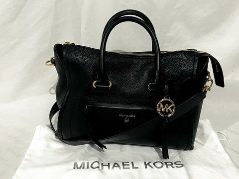 $278 MICHAEL KORS Women's Carine Leather Large Satchel Hand Shoulder Bag Black
