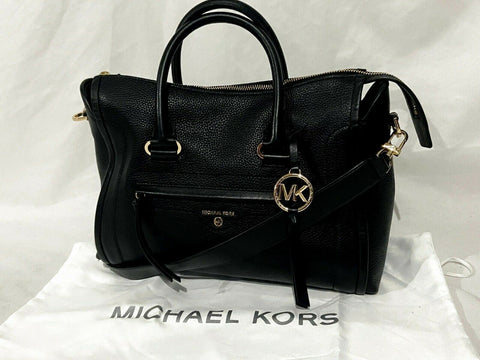 $278 MICHAEL KORS Women's Carine Leather Large Satchel Hand Shoulder Bag Black