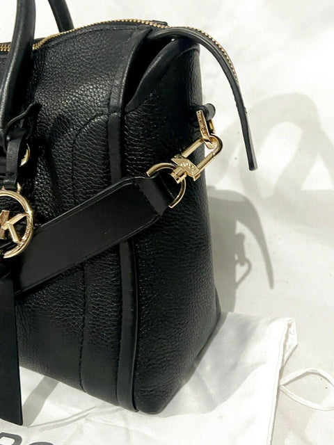 $278 MICHAEL KORS Women's Carine Leather Large Satchel Hand Shoulder Bag Black