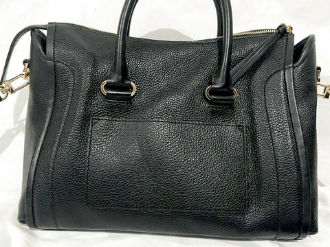 $278 MICHAEL KORS Women's Carine Leather Large Satchel Hand Shoulder Bag Black