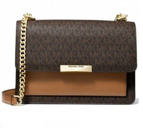 $228 New MICHAEL KORS Women's JADE Signature Large Gusset Shoulder Bag