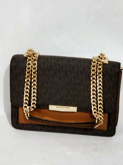 $228 New MICHAEL KORS Women's JADE Signature Large Gusset Shoulder Bag