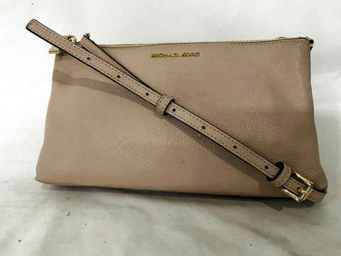 $198 MICHAEL KORS Women's Adele Double Gusset Leather Crossbody Shoulder Bag